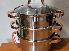 Oala pentru gatit la aburi 4 elemente, 18 cm, 2,5 litri cu doua insertii