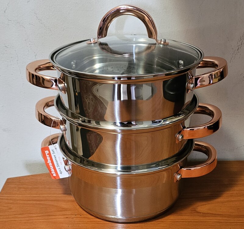 Oala pentru gatit la aburi 4 elemente, 18 cm, 2,5 litri cu doua insertii